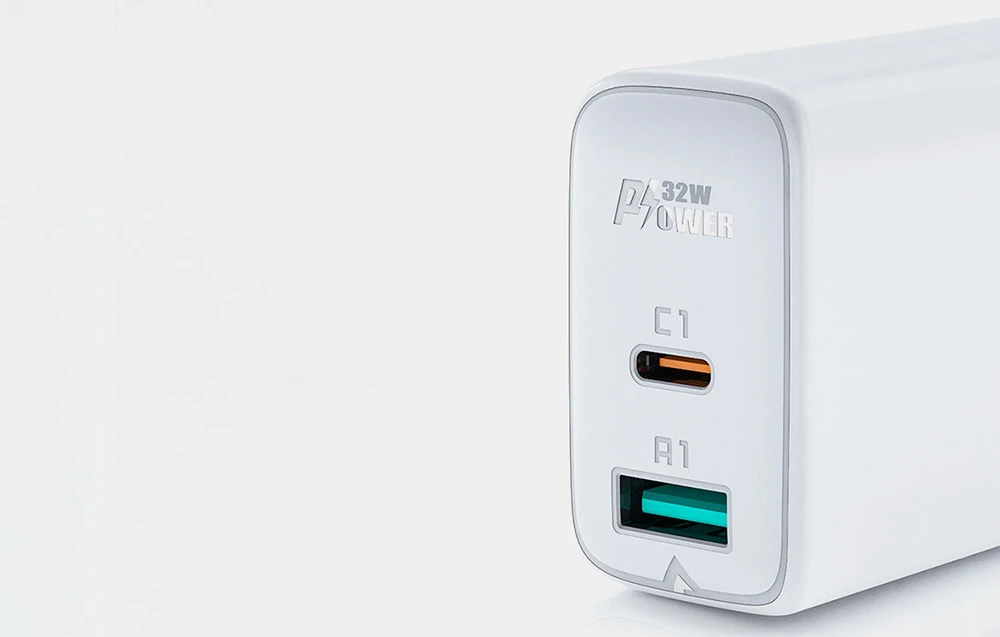 Sieninis įkroviklis Acefast A5 PD32W, USB + USB-C (balta) aprašymas - Prekės nuotrauka Sieninis įkroviklis Acefast A5 PD32W, USB + USB-C (balta) aprašymas - Prekės nuotrauka