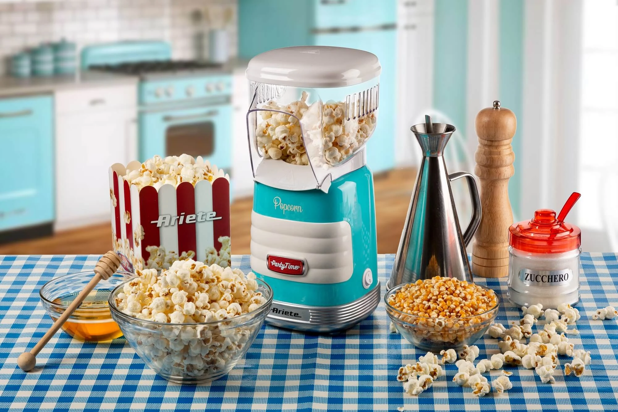 ARIETE PopCorn Party Time 2956 Spragėsių aparatas, Mėlynas aprašymas - Prekės nuotrauka