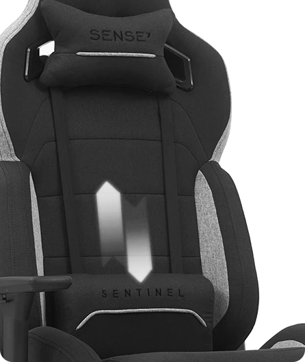 Žaidimų kėdė Sense7 Sentinel fabric  Gaming Chair, Juoda-pilka aprašymas - Prekės nuotrauka