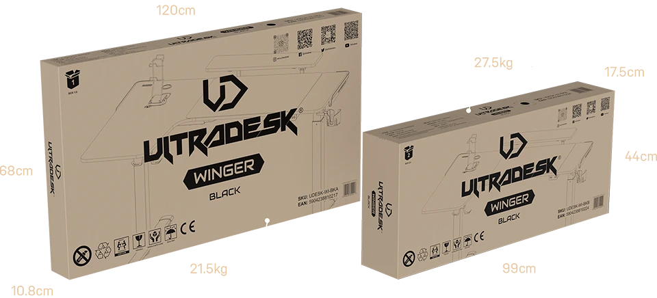 Reguliuojamo aukščio kampinis žaidimų stalas Ultradesk Winger LED RGB, Baltos spalvos aprašymas - Prekės nuotrauka
