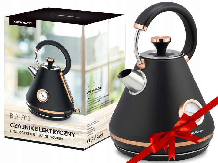 Berdsen Elektrinis virdulys su termometru 1,7 l BD-701 - juodas aprašymas - Prekės nuotrauka