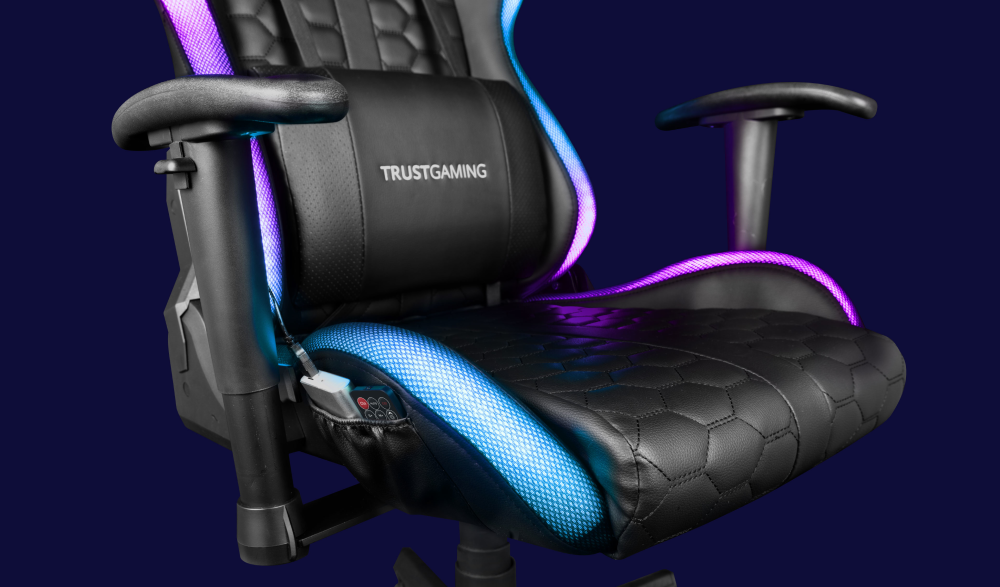 Žaidimų kėdė Trust GXT 716 Rizza RGB LED Illuminated Gaming Chair, Juoda, 23845 aprašymas - Prekės nuotrauka