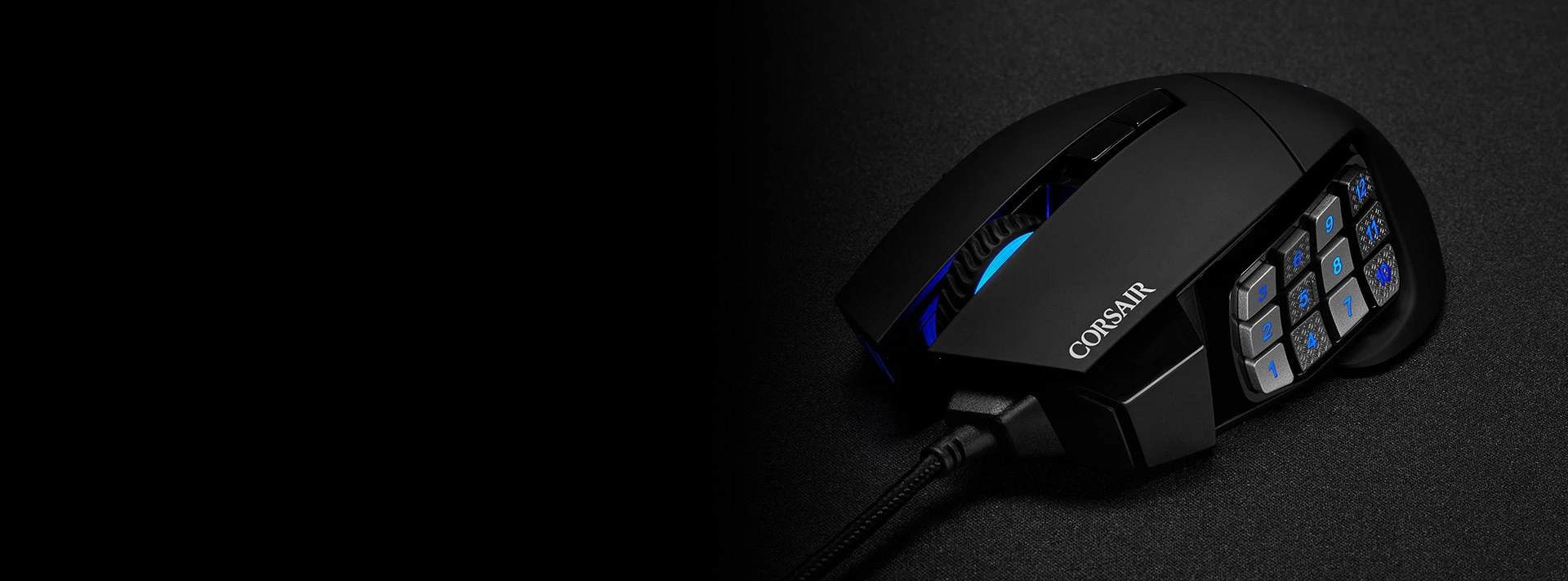 Corsair Scimitar RGB Elite Optinė MOBA/MMO žaidimų pelė, Juoda aprašymas - Prekės nuotrauka