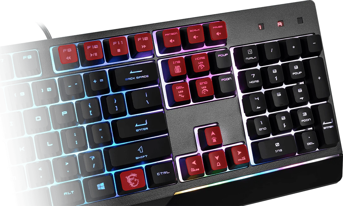 MSI Vigor GK30 Klaviatūra žaidimams, US išdėstymas, su laidu, Juodas aprašymas - Prekės nuotrauka