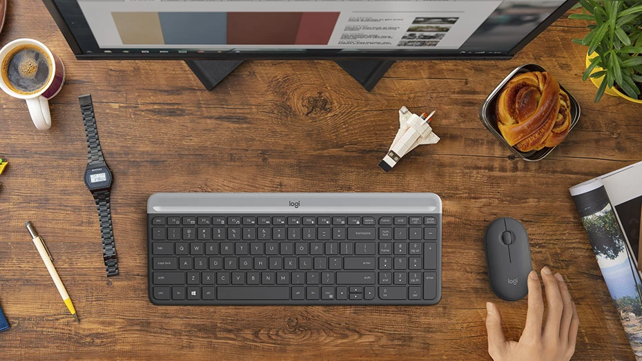 Logitech MK470 Slim Wireless Combo, belaidė klaviatūra ir pelė, US išdėstymas, Grafito spalvos aprašymas - Prekės nuotrauka