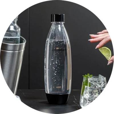 Buteliukai SodaStream Fuze, 1l, juodi, 2 vnt aprašymas - Prekės nuotrauka