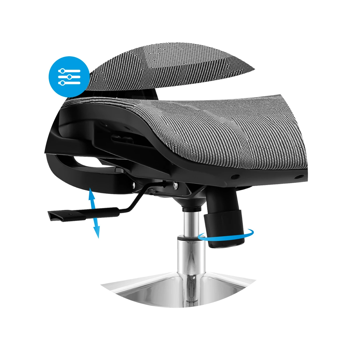 Ergonominė biuro kėdė Mark Adler Expert 8.5, Pilkos spalvos aprašymas - Prekės nuotrauka