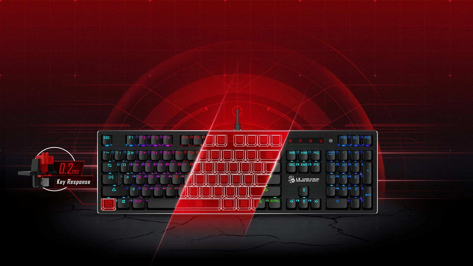 Mechaninė klaviatūra A4Tech Bloody B802R RGB (LK Blue Switch) aprašymas - Prekės nuotrauka