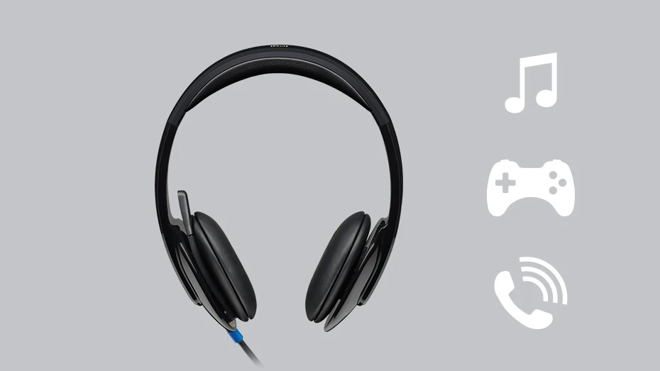 Universalios Ausinės Logitech H540 su USB jungtimi ir triukšmą slopinančiu mikrofonu aprašymas - Prekės nuotrauka