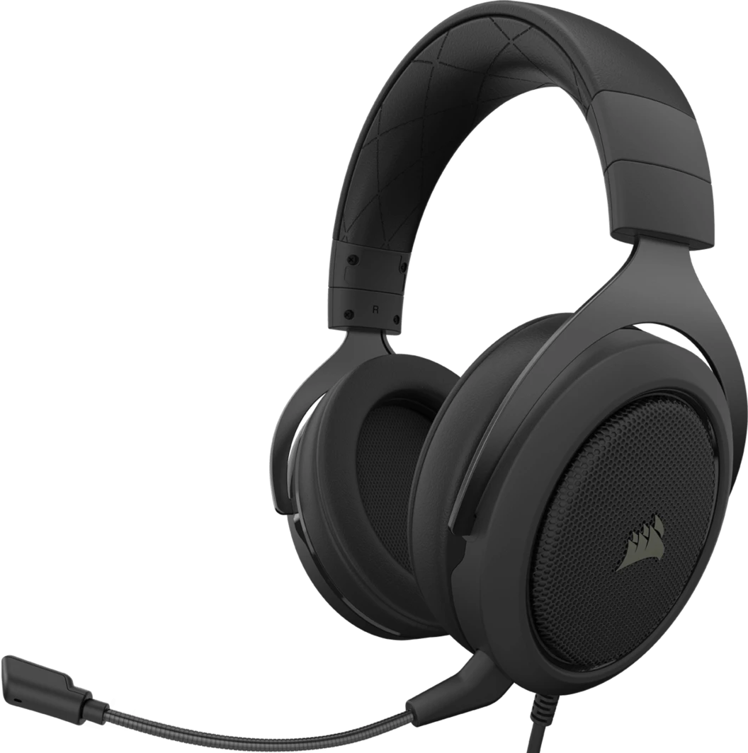 Žaidimų ausinės Corsair HS50 Pro Stereo, Anglies pluošto spalvos aprašymas - Prekės nuotrauka