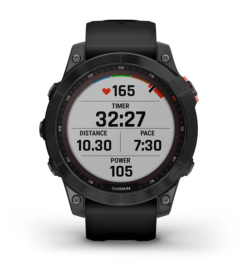 Išmanusis laikrodis Garmin fenix 7 Solar, Pilkos skalūno spalvos, su juodos spalvos silikoniniu dirželiu (Ekspozicinė prekė) aprašymas - Prekės nuotrauka