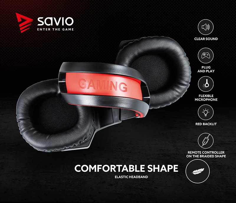 Žaidimų ausinės Savio FORGE Jack 3.5mm + USB aprašymas - Prekės nuotrauka