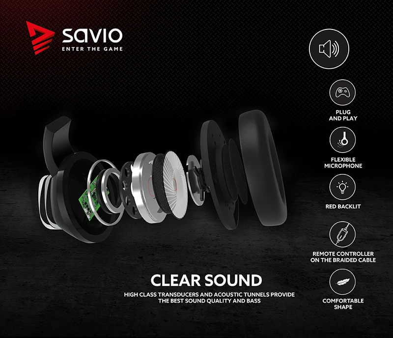 Žaidimų ausinės Savio STRIKE Jack 2 x 3.5mm + USB aprašymas - Prekės nuotrauka