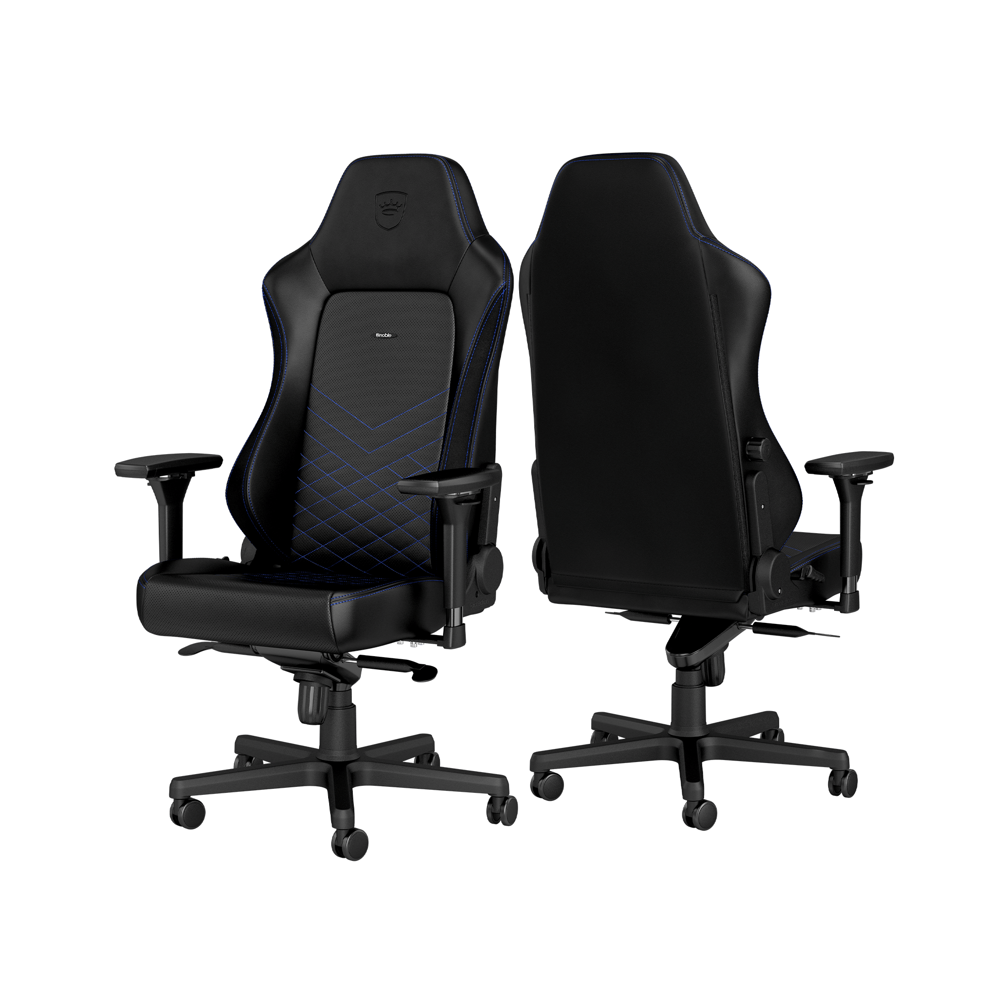 Žaidimų kėdė Noblechairs HERO PU-Leather Gaming Chair, Juoda-mėlyna aprašymas - Prekės nuotrauka