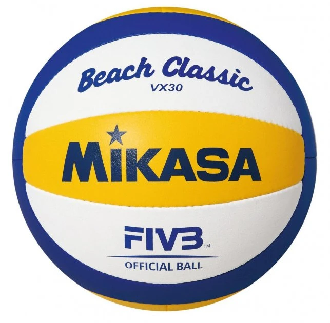 Paplūdimio tinklinio kamuolys Mikasa VX30 baltos/mėlynos/geltonos spalvos, dydis 5 aprašymas - Prekės nuotrauka