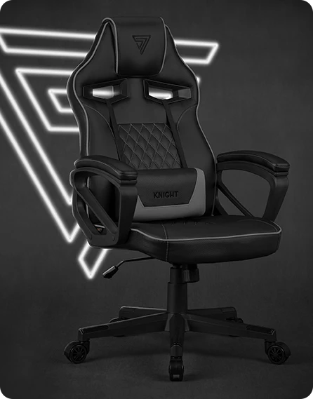 Žaidimų kėdė Sense7 Knight Gaming Chair, Juoda-pilka aprašymas - Prekės nuotrauka