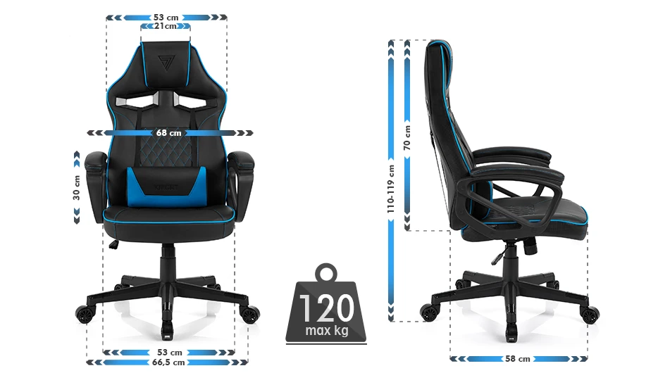 Žaidimų kėdė Sense7 Knight Gaming Chair, Juoda-mėlyna aprašymas - Prekės nuotrauka