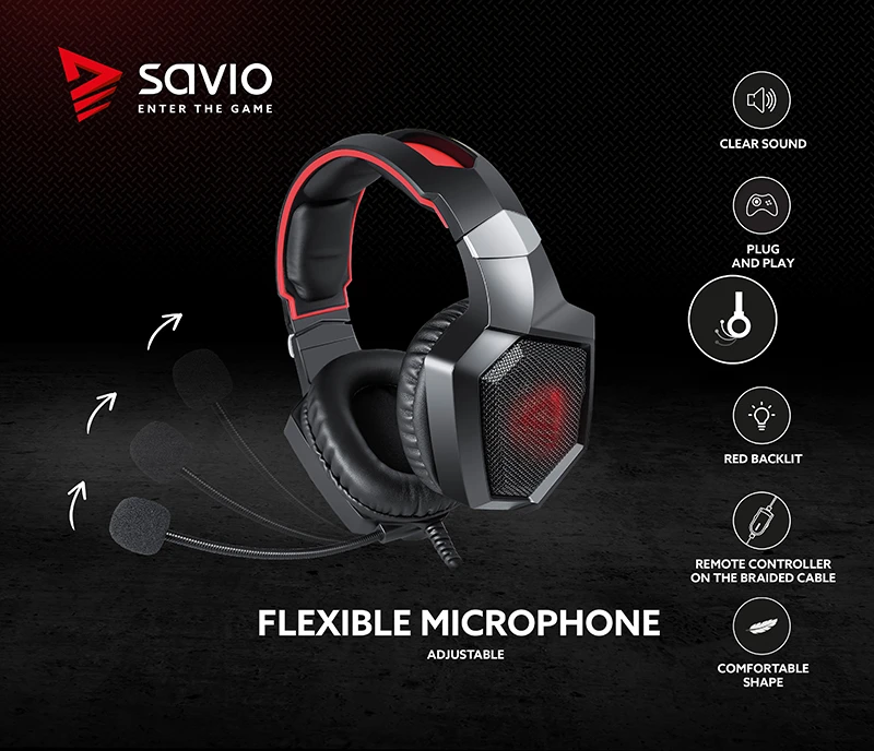 Žaidimų ausinės Savio FORGE Jack 3.5mm + USB aprašymas - Prekės nuotrauka