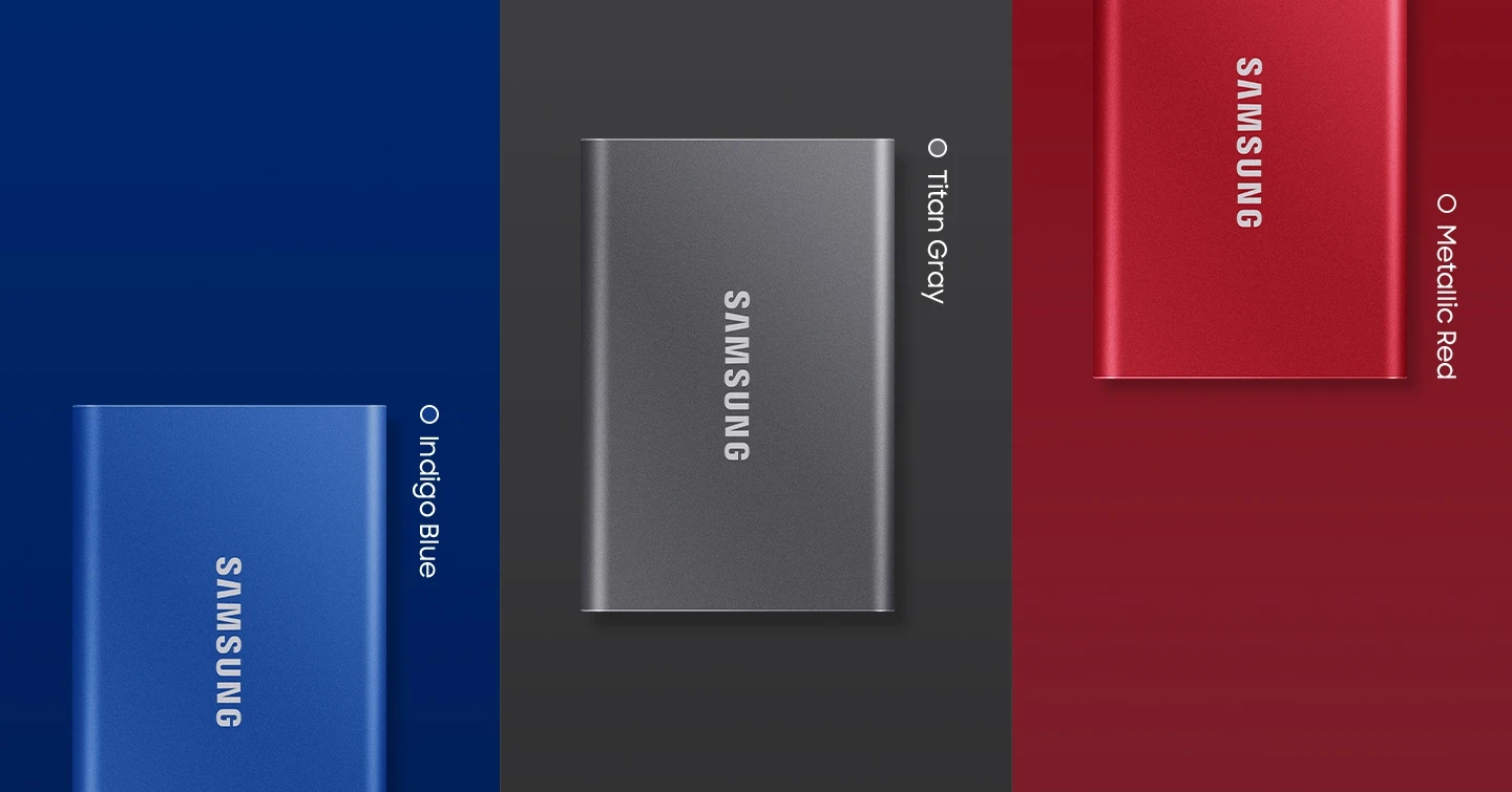 Išorinis kietasis diskas SSD|SAMSUNG|T7|1TB|USB 3.2|Rašymo greitis 1000 MBytes/sec|Skaitymo greitis 1050 MBytes/sec|MU-PC1T0T/WW aprašymas - Prekės nuotrauka