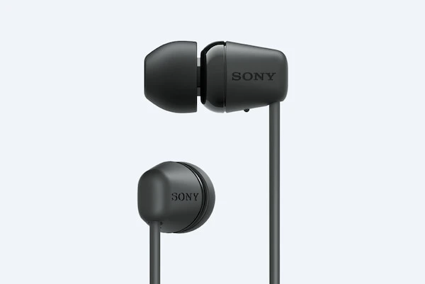 Belaidės į ausį įdedamos ausinės Sony WI-C100, Juodos aprašymas - Prekės nuotrauka