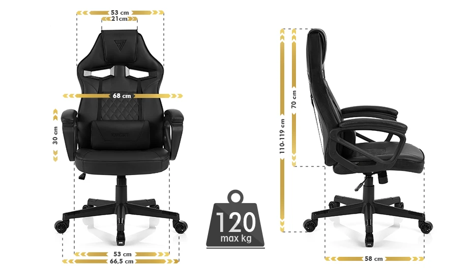 Žaidimų kėdė Sense7 Knight Gaming Chair, Juoda aprašymas - Prekės nuotrauka