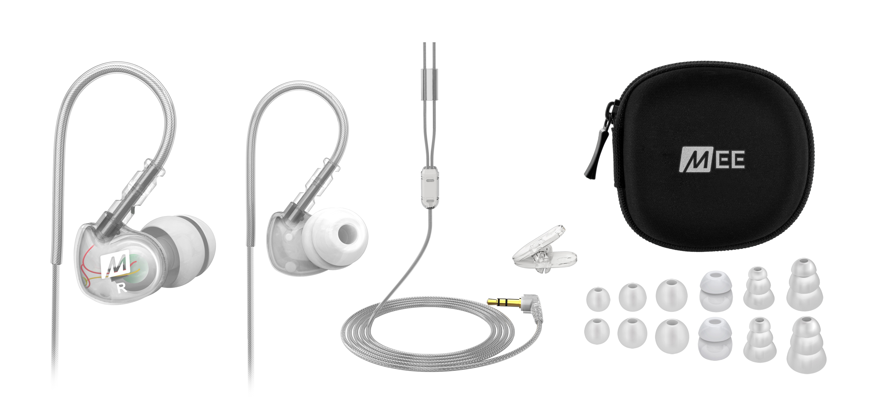 Mee Audio M6 ausinės su formą išlaikančiu laidu (skaidrios) aprašymas - Prekės nuotrauka