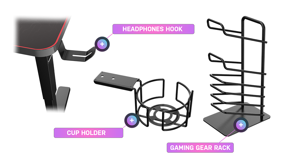 Žaidimų stalas Ultradesk Cruiser Gaming Desk, Reguliuojamo aukščio 660-812mm, Juodas su juodos spalvos kilimėliu aprašymas - Prekės nuotrauka