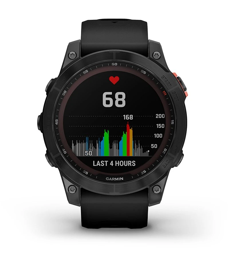 Išmanusis laikrodis Garmin fenix 7 Solar, Pilkos skalūno spalvos, su juodos spalvos silikoniniu dirželiu (Ekspozicinė prekė) aprašymas - Prekės nuotrauka