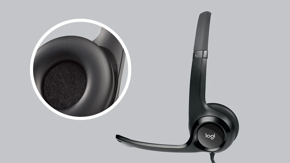 Universalios ausinės Logitech H390, su mikrofonu, USB jungtis aprašymas - Prekės nuotrauka