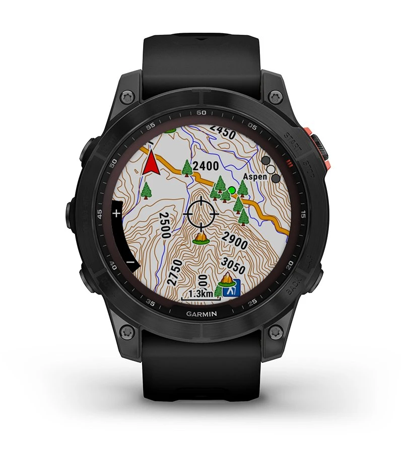 Išmanusis laikrodis Garmin fenix 7 Solar, Pilkos skalūno spalvos, su juodos spalvos silikoniniu dirželiu (Ekspozicinė prekė) aprašymas - Prekės nuotrauka