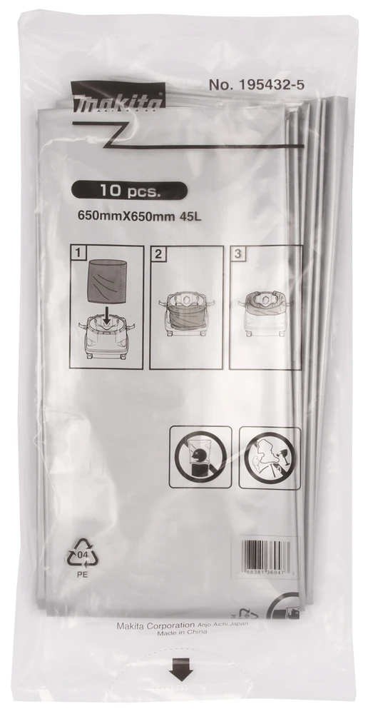 Makita 195432-5 Plastikinis dulkių maišas (10Vnt.) DVC860,DVC861, DVC862, DCS863, DVC864 aprašymas - Prekės nuotrauka