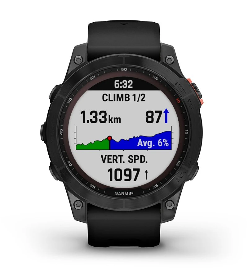 Išmanusis laikrodis Garmin fenix 7 Solar, Pilkos skalūno spalvos, su juodos spalvos silikoniniu dirželiu (Ekspozicinė prekė) aprašymas - Prekės nuotrauka