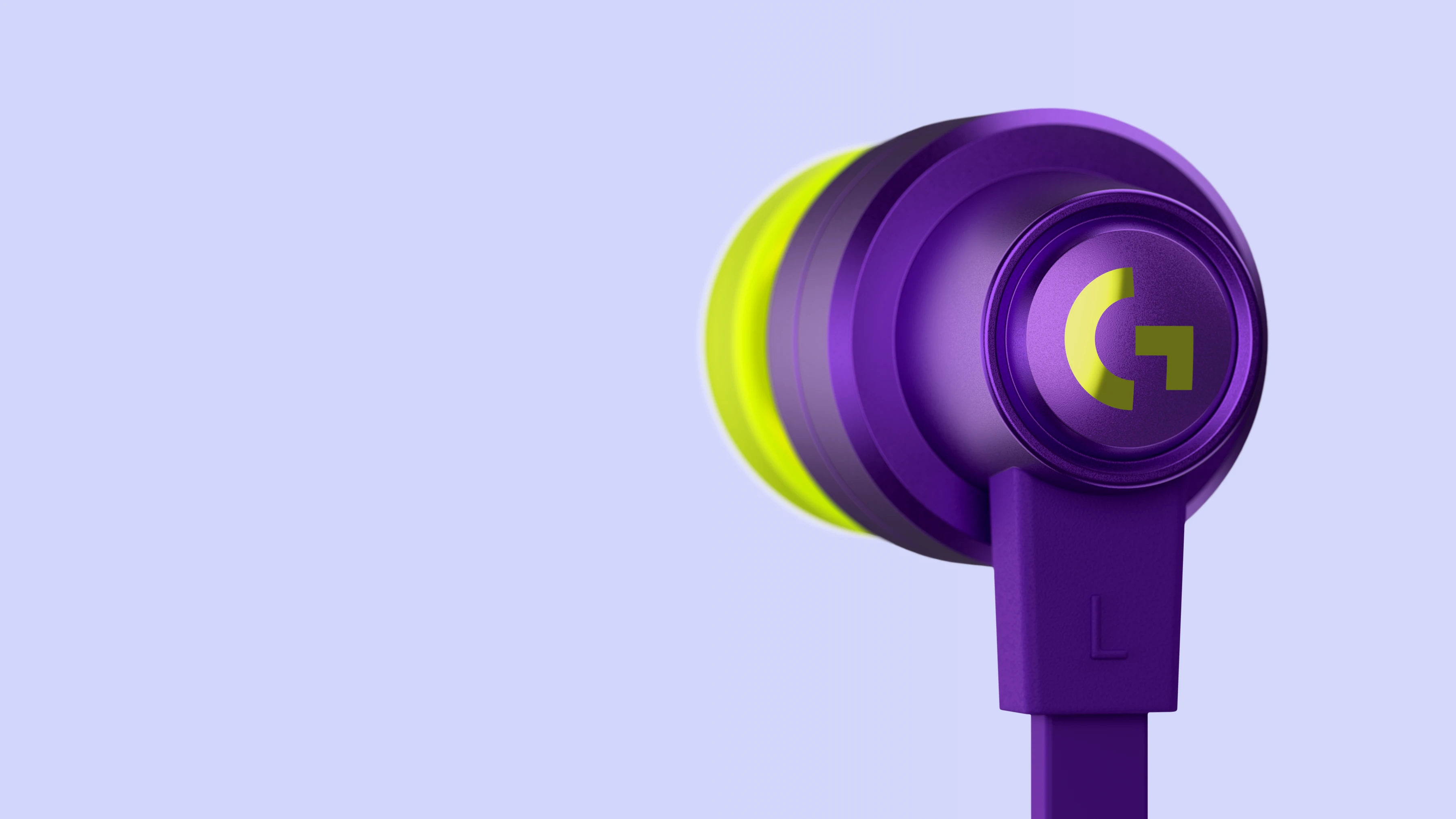 Į ausis įkišamos ausinės žaidimams Logitech G333, Violetinė aprašymas - Prekės nuotrauka