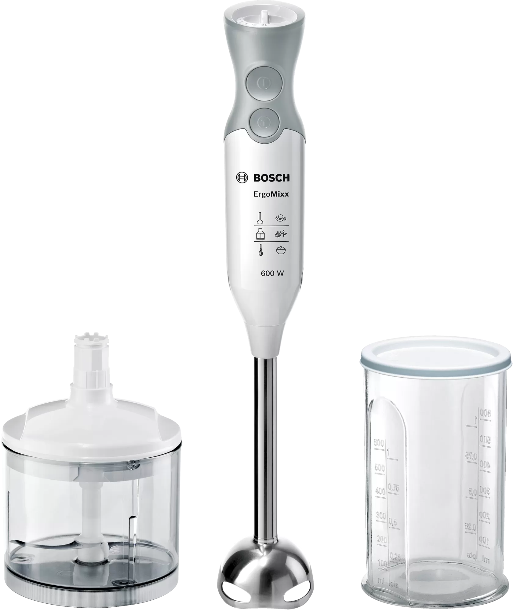 Bosch MSM66120 Rankinis trintuvas ErgoMixx 600 W, baltas aprašymas - Prekės nuotrauka