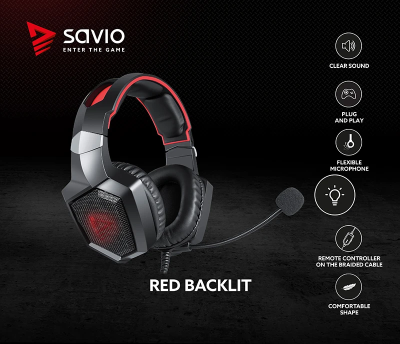 Žaidimų ausinės Savio FORGE Jack 3.5mm + USB aprašymas - Prekės nuotrauka