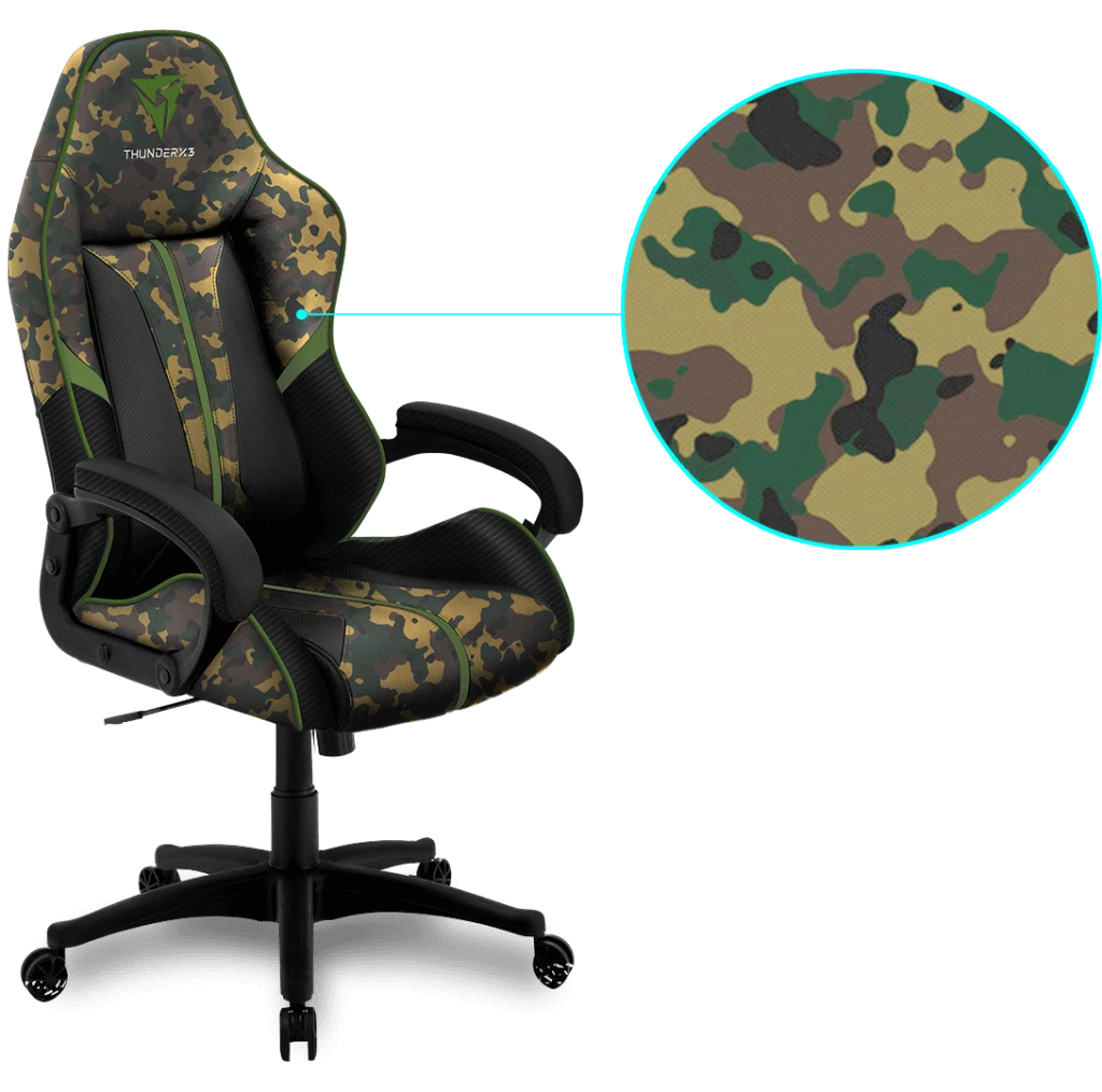 Žaidimų kėdė ThunderX3 BC1 CAMO Gaming Chair, Žalia aprašymas - Prekės nuotrauka