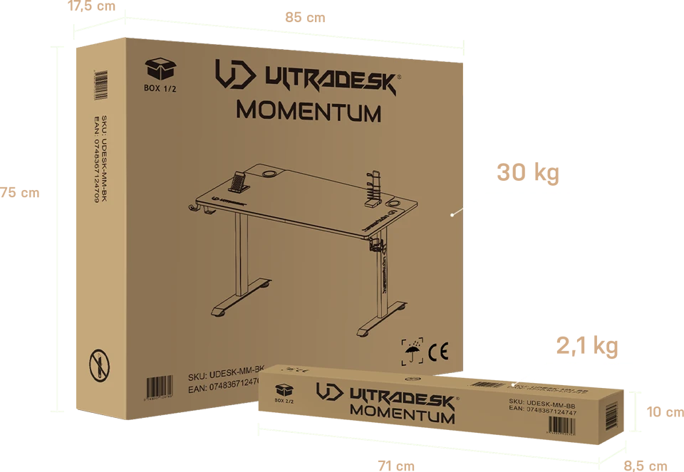 Žaidimų stalas Ultradesk Momentum, 152,5 x 70 cm, juodas aprašymas - Prekės nuotrauka