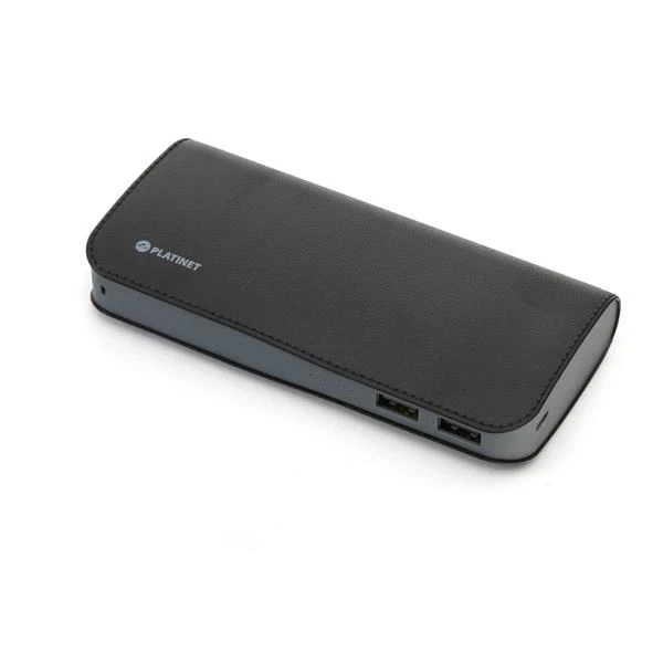 Odinės apdailos išorinė baterija PowerBank Platinet 15000mAh juoda 43674 su microUSB laidu aprašymas - Prekės nuotrauka