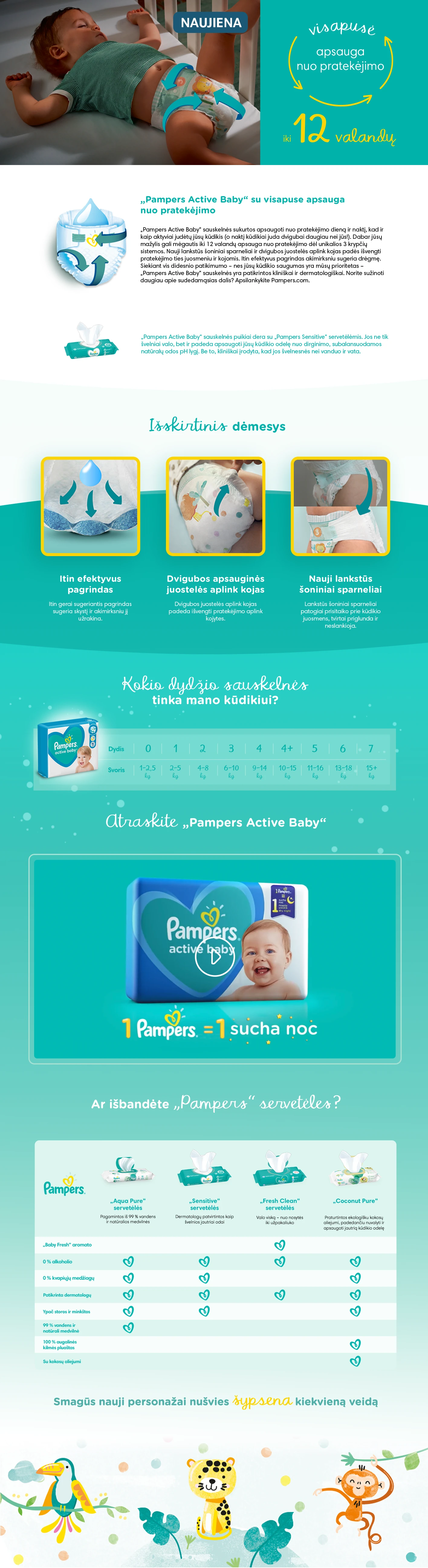 Sauskelnės Pampers Active Baby 3 dydis, 6-10kg, 208 vnt. aprašymas - Prekės nuotrauka