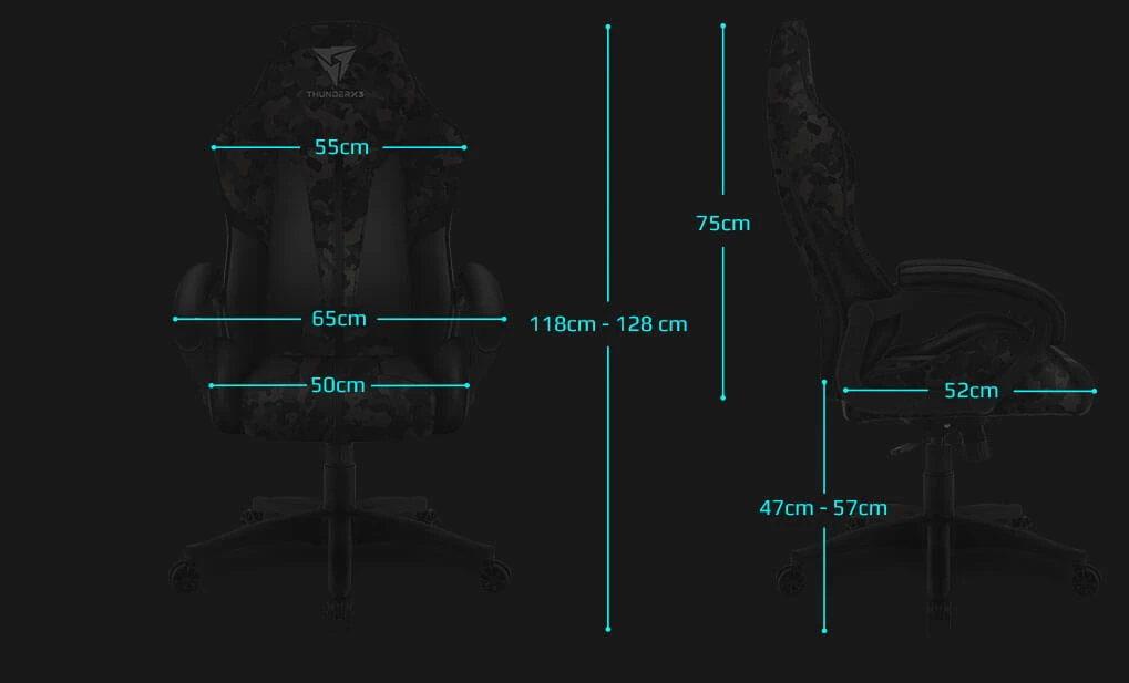 Žaidimų kėdė ThunderX3 BC1 CAMO Gaming Chair, Mėlyna aprašymas - Prekės nuotrauka