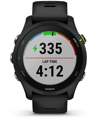 Išmanusis laikrodis Garmin Forerunner 255, Juodos spalvos apvadas su mėlynos spalvos silikoniniu dirželiu, 46mm aprašymas - Prekės nuotrauka