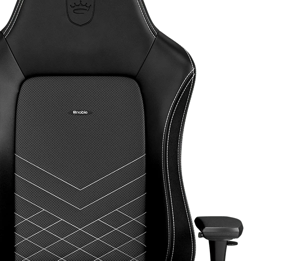 Žaidimų kėdė Noblechairs HERO PU-Leather Gaming Chair, Juoda-balta aprašymas - Prekės nuotrauka