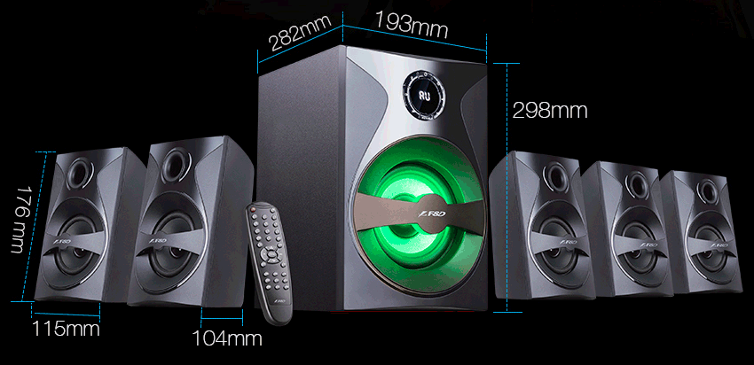 Fenda F3800X 5.1 multimedijos kompiuterio kolonėlės, 80 W, BT 5.0 aprašymas - Prekės nuotrauka