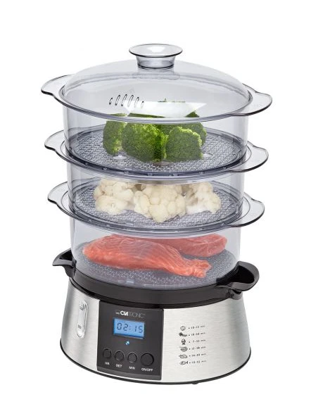 Garų puodas Clatronic DG 3547 steam cooker 3 basket(s) Juodas,Nerūdijantis plienas 800 W aprašymas - Prekės nuotrauka
