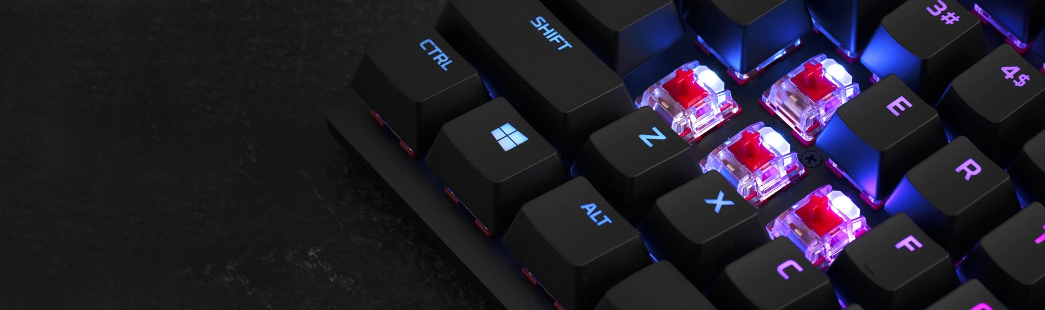 HyperX Alloy Origins Core Tenkeyless Mechaninė žaidimų klaviatūra, US išdėstymas, HyperX Blue Switch aprašymas - Prekės nuotrauka