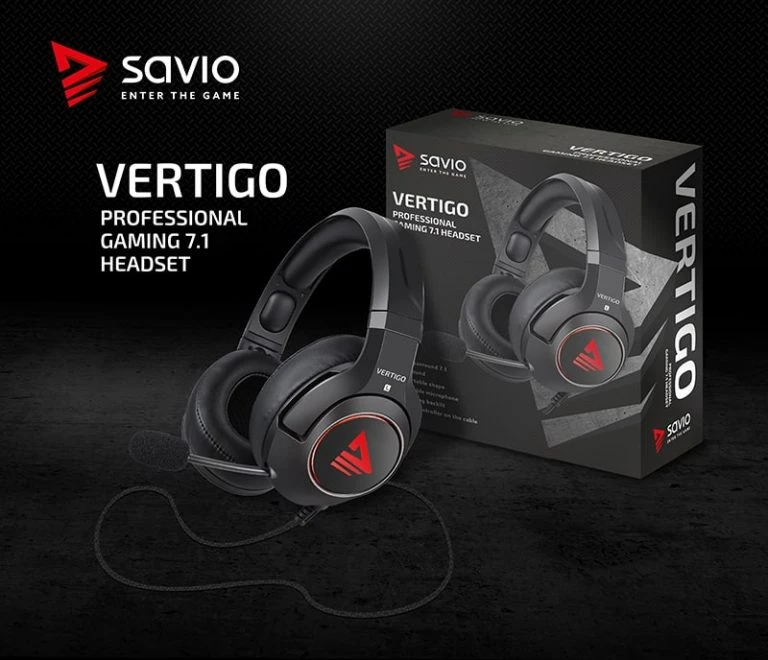Žaidimų ausinės 7.1 virtual surround Savio VERTIGO su USB jungtimi aprašymas - Prekės nuotrauka