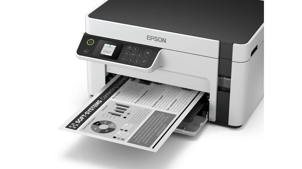 Epson | Daugiafunkcinis compact spausdintuvas | EcoTank M2120 | Inkjet | Mono | A4 | Wi-Fi | Baltas aprašymas - Prekės nuotrauka