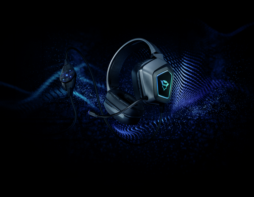 Žaidimų ausinės Trust GXT 450 Blizz RGB 7.1 Surround, 23191 aprašymas - Prekės nuotrauka