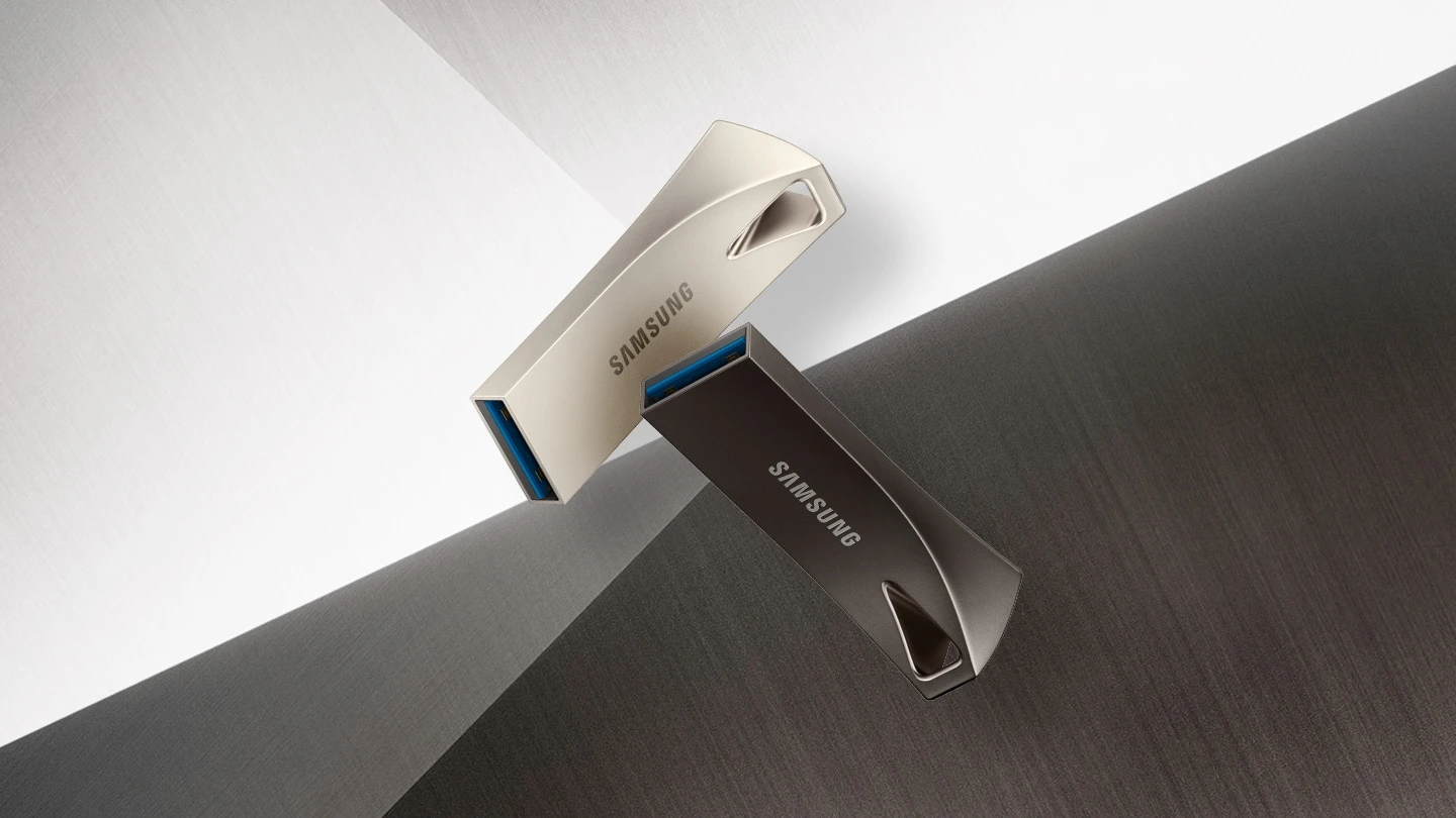 USB laikmena Samsung BAR Plus, 64 GB, Sidabrinės spalvos aprašymas - Prekės nuotrauka