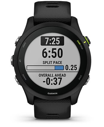 Išmanusis laikrodis Garmin Forerunner 255, Juodos spalvos apvadas su mėlynos spalvos silikoniniu dirželiu, 46mm aprašymas - Prekės nuotrauka